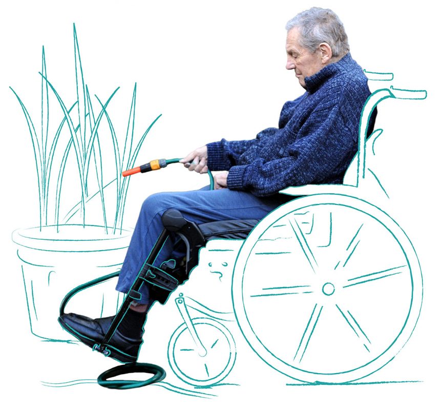 resident at New Day Care Home gardening