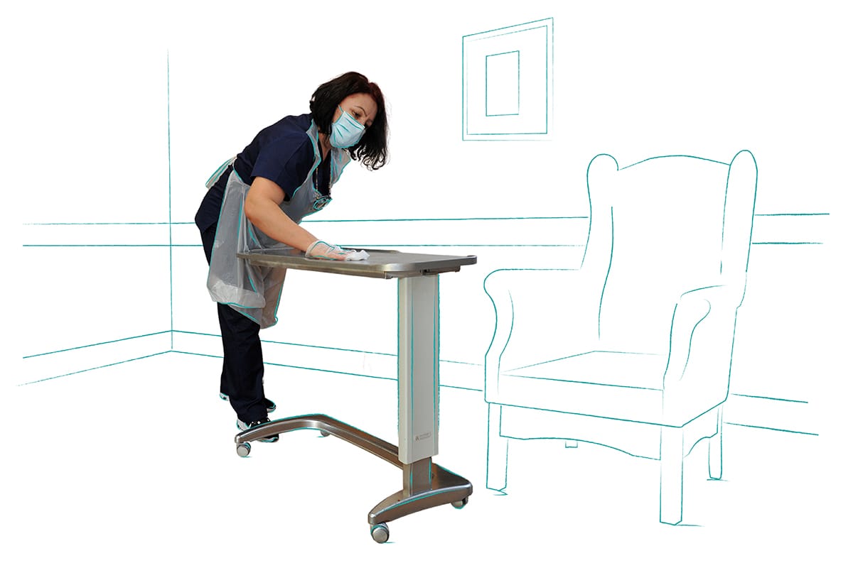 nurse cleaning surfaces at New Day care home in Birmingham